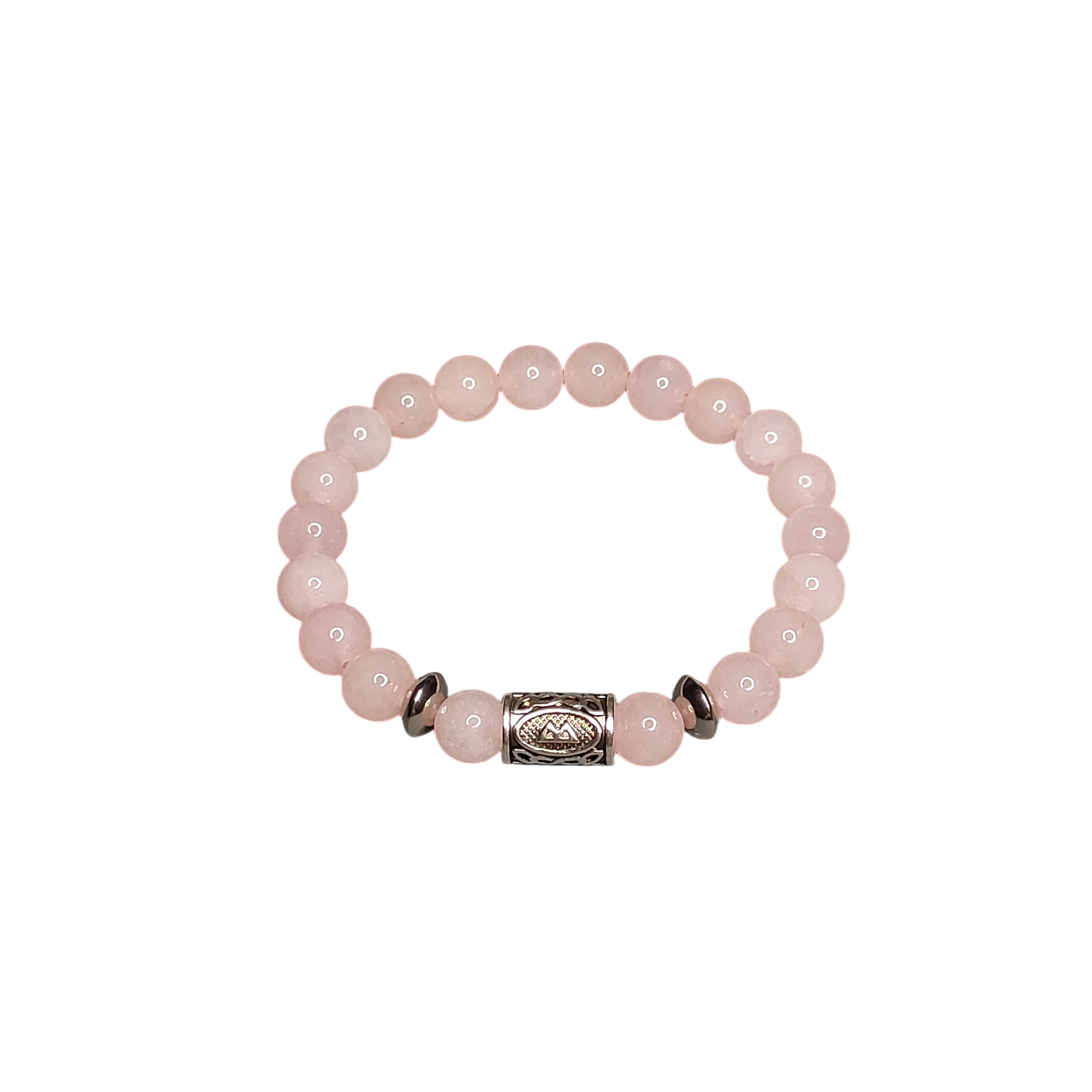 Жіночий рунічний браслет з рожевим кварцем